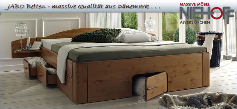 Jabo -  massive Holz Betten, Schubladen, Kiefer
